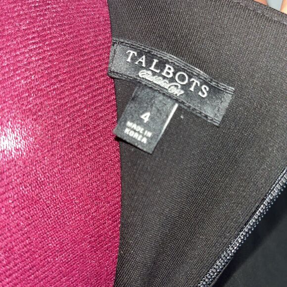 Talbots 4 Black Sheath dress Stretch Career Cocktail Cap Sleeve Excellent - Picture 6 of 9